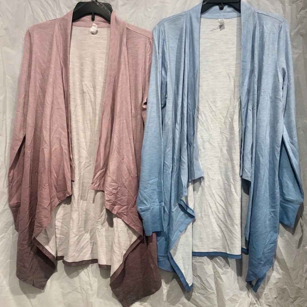 2- Ideology Women's Dip Dyed Open Front Blue & Pink Cardigan Sweater Size S